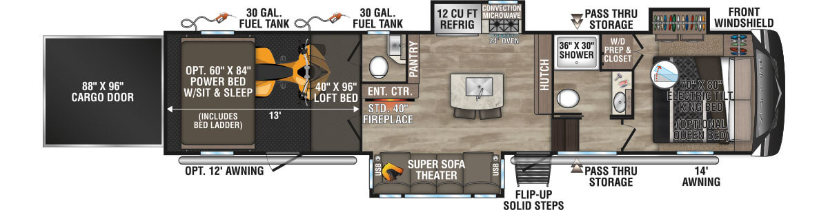 2024 KZ RV Venom V3313TK Fifth Wheel Floorplan