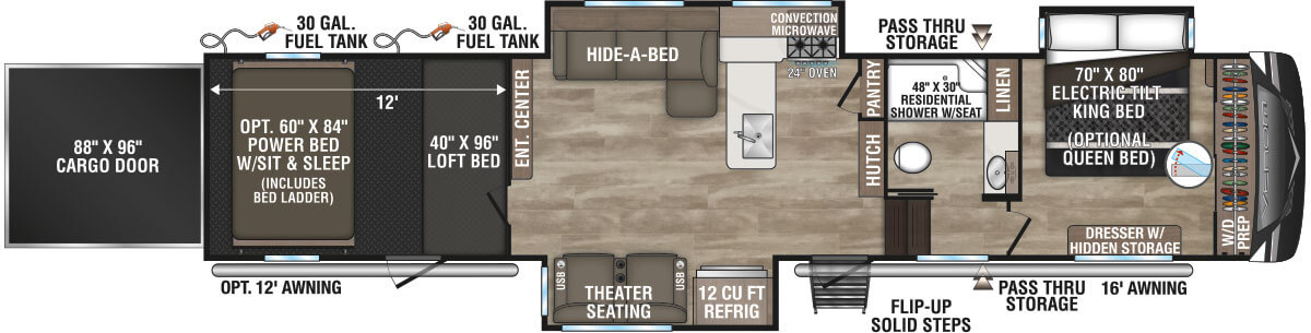 2024 KZ RV Venom V3912TK Fifth Wheel Floorplan