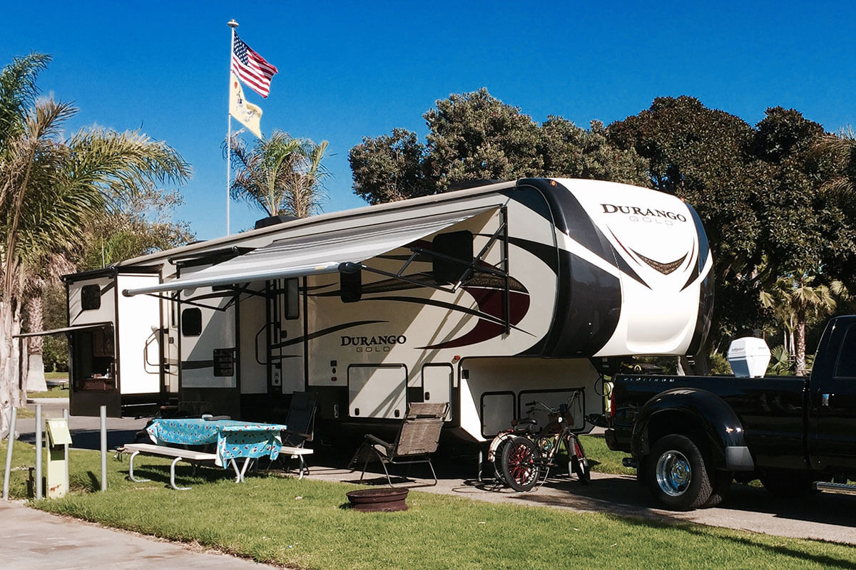 Durango Gold Luxury Fifth Wheel at Campsite